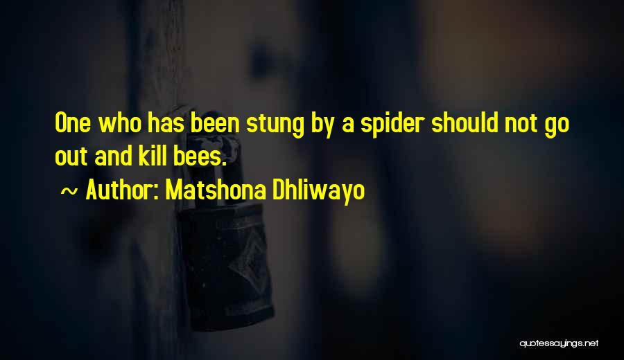 Matshona Dhliwayo Quotes: One Who Has Been Stung By A Spider Should Not Go Out And Kill Bees.