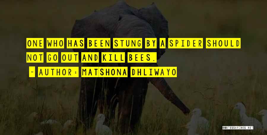 Matshona Dhliwayo Quotes: One Who Has Been Stung By A Spider Should Not Go Out And Kill Bees.