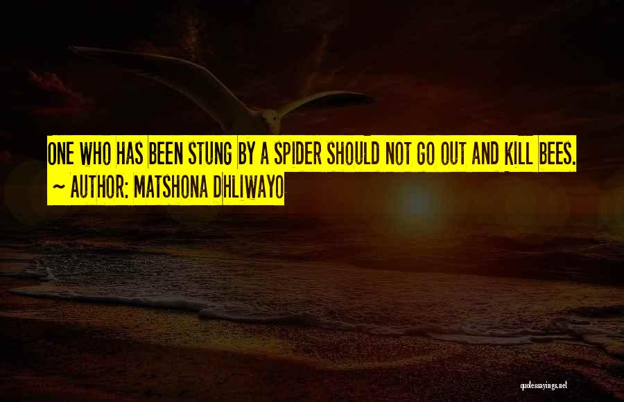 Matshona Dhliwayo Quotes: One Who Has Been Stung By A Spider Should Not Go Out And Kill Bees.