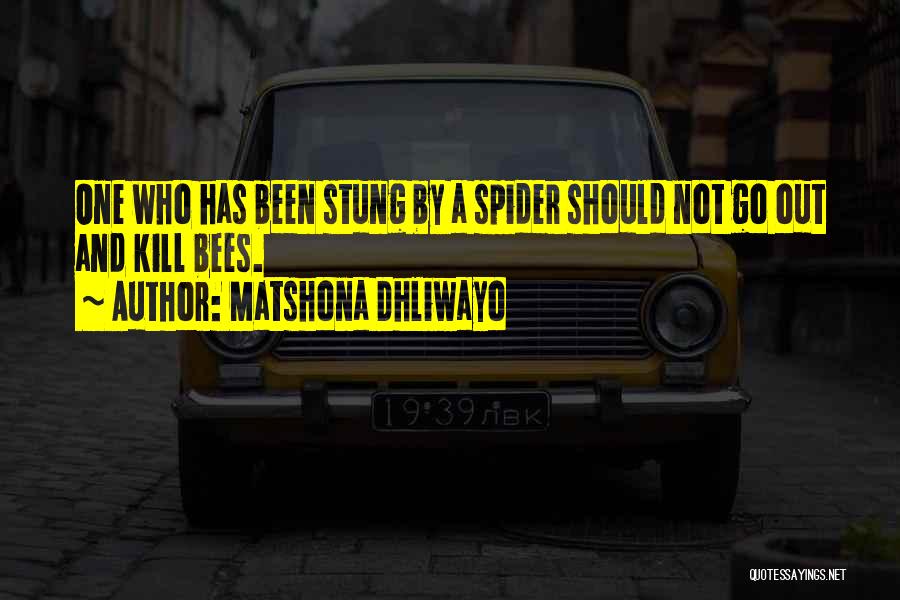 Matshona Dhliwayo Quotes: One Who Has Been Stung By A Spider Should Not Go Out And Kill Bees.