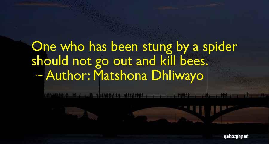 Matshona Dhliwayo Quotes: One Who Has Been Stung By A Spider Should Not Go Out And Kill Bees.