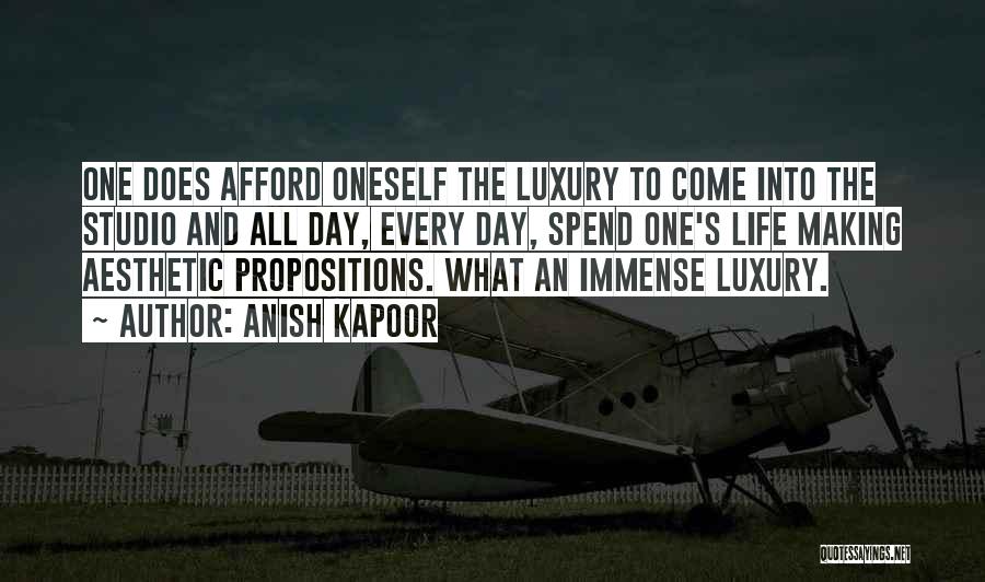 Anish Kapoor Quotes: One Does Afford Oneself The Luxury To Come Into The Studio And All Day, Every Day, Spend One's Life Making