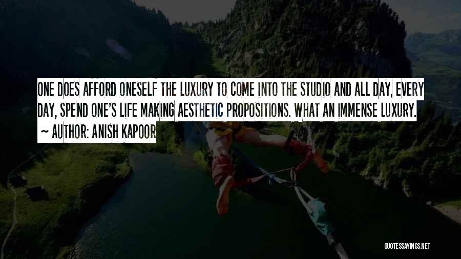 Anish Kapoor Quotes: One Does Afford Oneself The Luxury To Come Into The Studio And All Day, Every Day, Spend One's Life Making