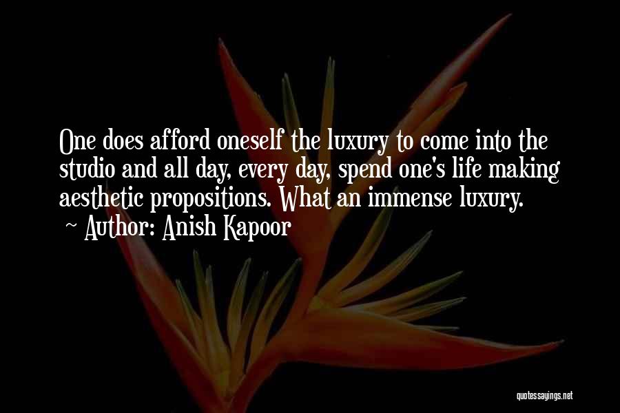 Anish Kapoor Quotes: One Does Afford Oneself The Luxury To Come Into The Studio And All Day, Every Day, Spend One's Life Making