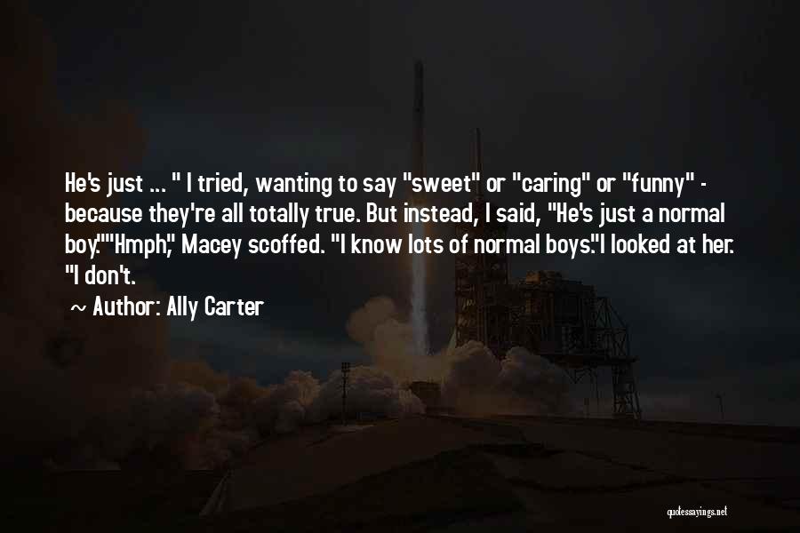 Ally Carter Quotes: He's Just ... I Tried, Wanting To Say Sweet Or Caring Or Funny - Because They're All Totally True. But