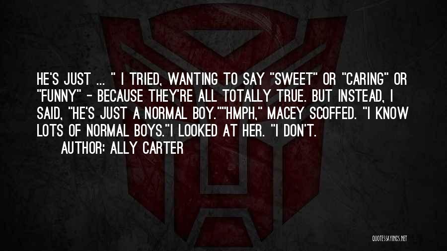 Ally Carter Quotes: He's Just ... I Tried, Wanting To Say Sweet Or Caring Or Funny - Because They're All Totally True. But