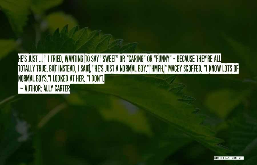 Ally Carter Quotes: He's Just ... I Tried, Wanting To Say Sweet Or Caring Or Funny - Because They're All Totally True. But