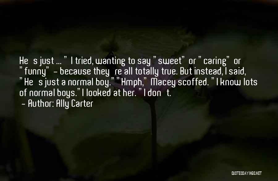 Ally Carter Quotes: He's Just ... I Tried, Wanting To Say Sweet Or Caring Or Funny - Because They're All Totally True. But
