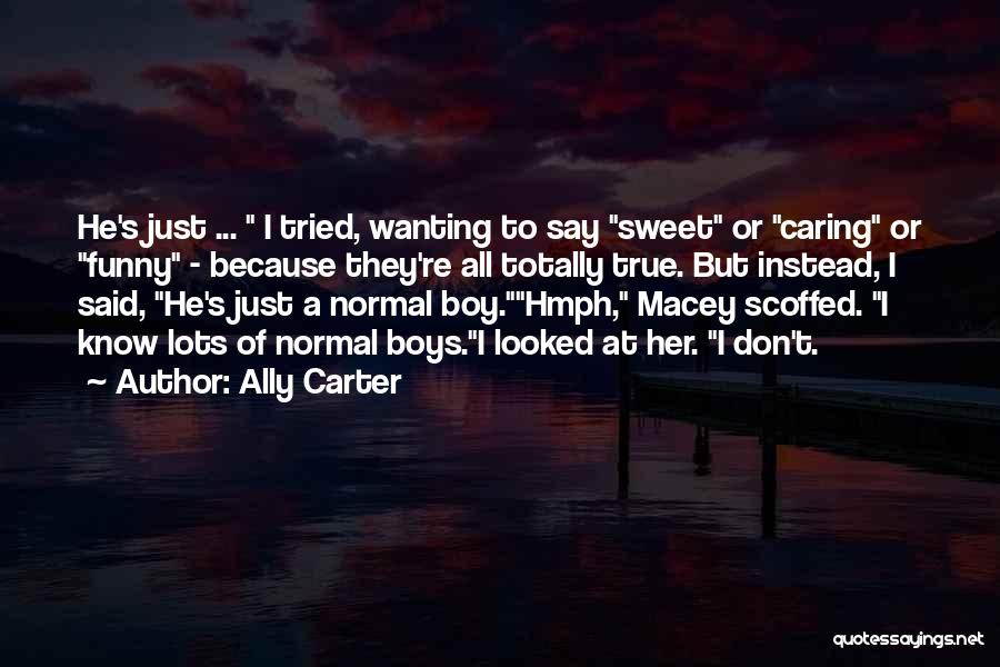 Ally Carter Quotes: He's Just ... I Tried, Wanting To Say Sweet Or Caring Or Funny - Because They're All Totally True. But