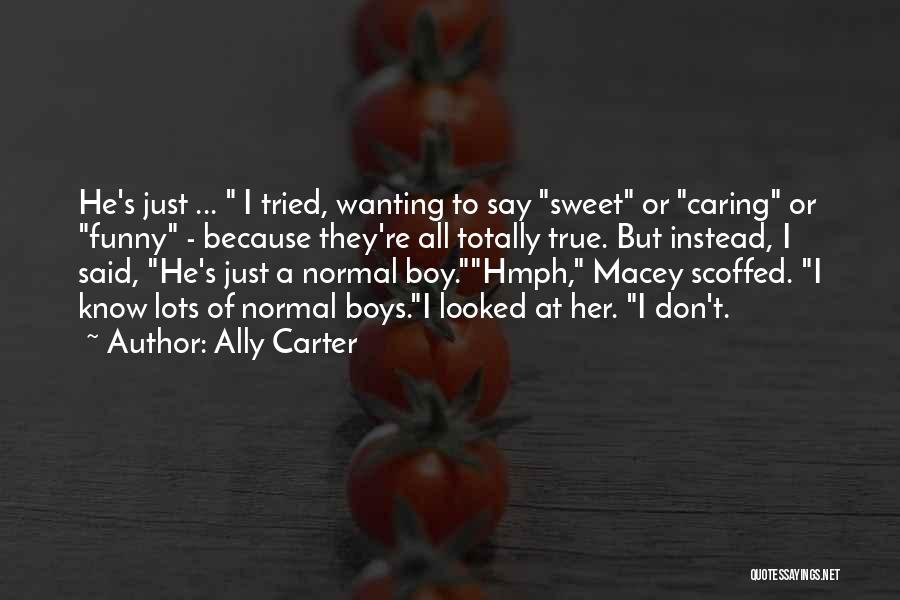 Ally Carter Quotes: He's Just ... I Tried, Wanting To Say Sweet Or Caring Or Funny - Because They're All Totally True. But
