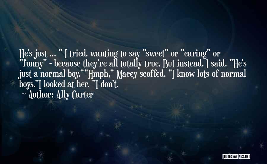 Ally Carter Quotes: He's Just ... I Tried, Wanting To Say Sweet Or Caring Or Funny - Because They're All Totally True. But