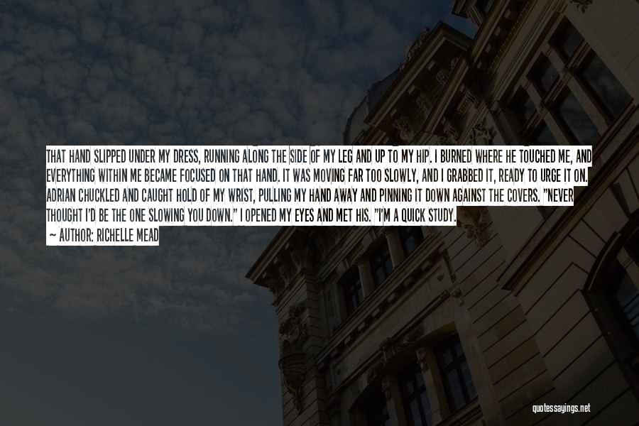 Richelle Mead Quotes: That Hand Slipped Under My Dress, Running Along The Side Of My Leg And Up To My Hip. I Burned