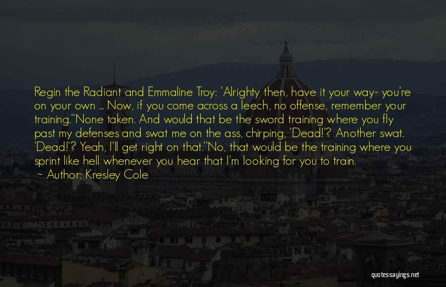 Kresley Cole Quotes: Regin The Radiant And Emmaline Troy: 'alrighty Then, Have It Your Way- You're On Your Own ... Now, If You