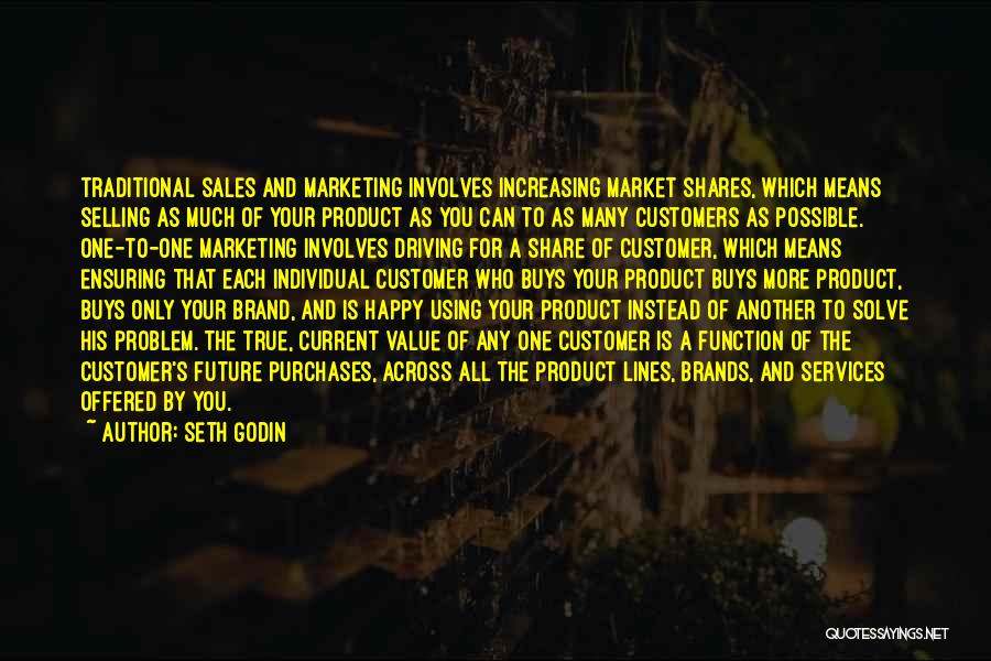 Seth Godin Quotes: Traditional Sales And Marketing Involves Increasing Market Shares, Which Means Selling As Much Of Your Product As You Can To
