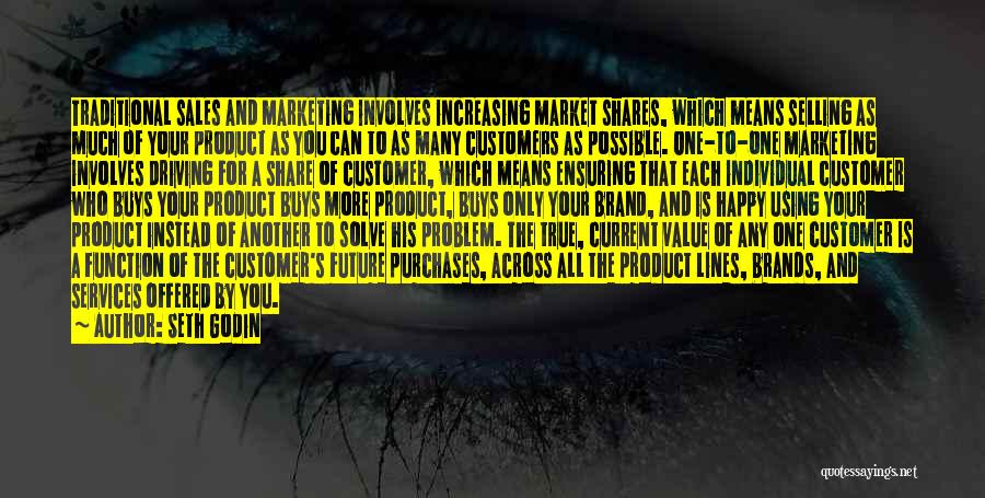 Seth Godin Quotes: Traditional Sales And Marketing Involves Increasing Market Shares, Which Means Selling As Much Of Your Product As You Can To