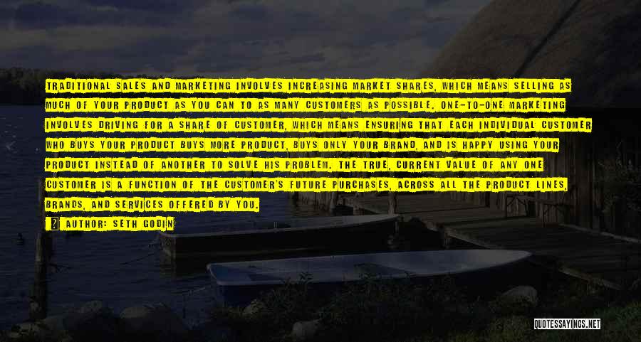 Seth Godin Quotes: Traditional Sales And Marketing Involves Increasing Market Shares, Which Means Selling As Much Of Your Product As You Can To