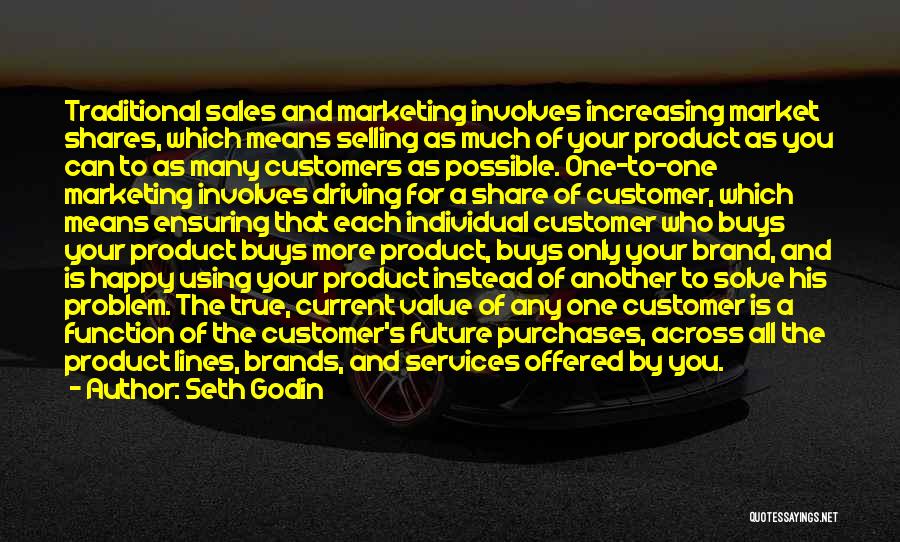 Seth Godin Quotes: Traditional Sales And Marketing Involves Increasing Market Shares, Which Means Selling As Much Of Your Product As You Can To