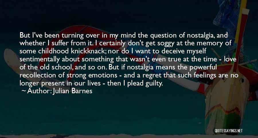 Julian Barnes Quotes: But I've Been Turning Over In My Mind The Question Of Nostalgia, And Whether I Suffer From It. I Certainly