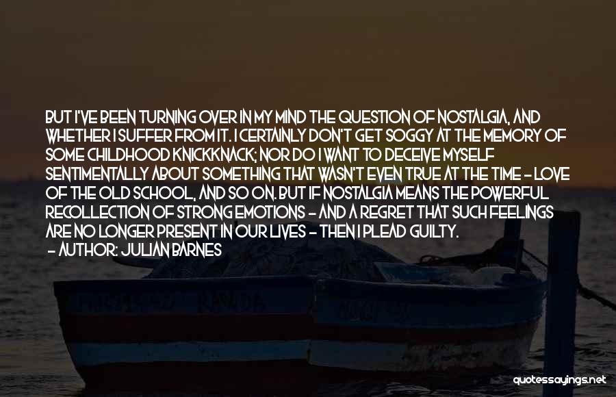 Julian Barnes Quotes: But I've Been Turning Over In My Mind The Question Of Nostalgia, And Whether I Suffer From It. I Certainly