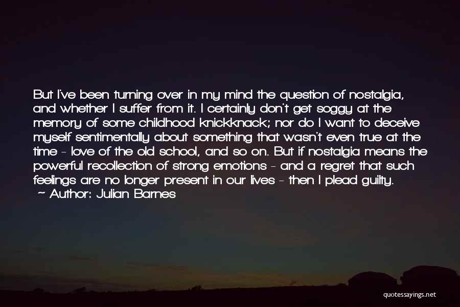 Julian Barnes Quotes: But I've Been Turning Over In My Mind The Question Of Nostalgia, And Whether I Suffer From It. I Certainly