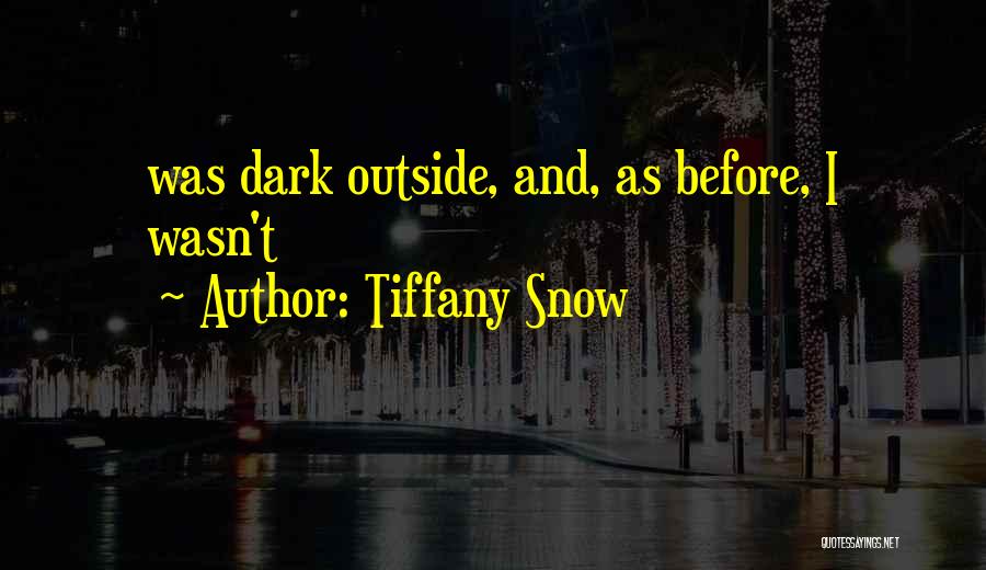 Tiffany Snow Quotes: Was Dark Outside, And, As Before, I Wasn't