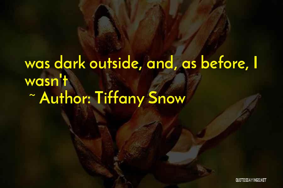 Tiffany Snow Quotes: Was Dark Outside, And, As Before, I Wasn't