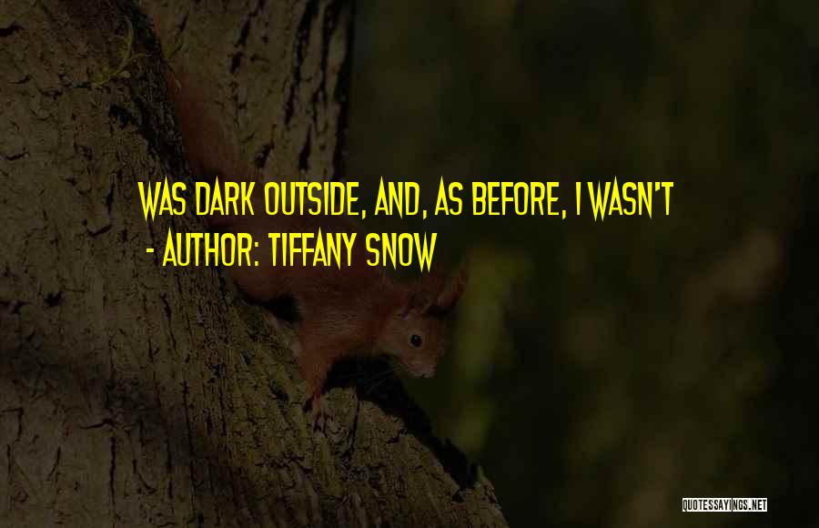 Tiffany Snow Quotes: Was Dark Outside, And, As Before, I Wasn't