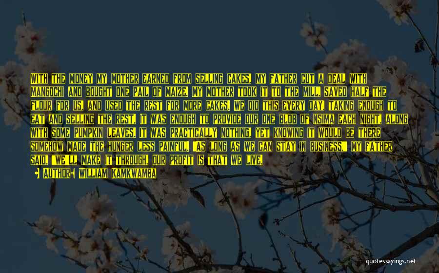 William Kamkwamba Quotes: With The Money My Mother Earned From Selling Cakes, My Father Cut A Deal With Mangochi And Bought One Pail