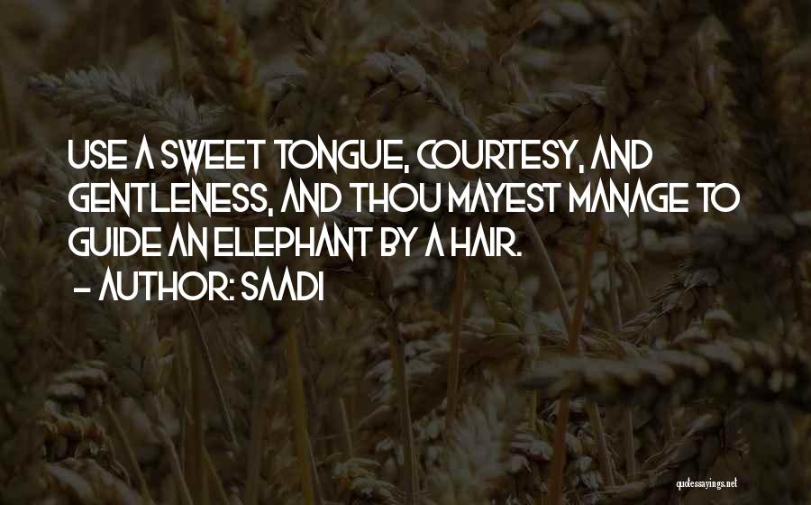 Saadi Quotes: Use A Sweet Tongue, Courtesy, And Gentleness, And Thou Mayest Manage To Guide An Elephant By A Hair.