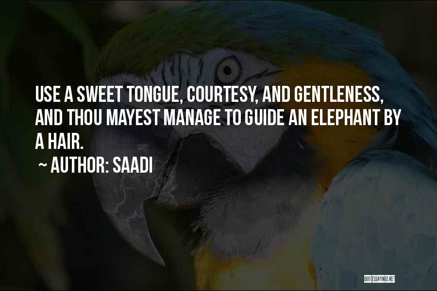 Saadi Quotes: Use A Sweet Tongue, Courtesy, And Gentleness, And Thou Mayest Manage To Guide An Elephant By A Hair.