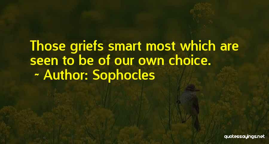 Sophocles Quotes: Those Griefs Smart Most Which Are Seen To Be Of Our Own Choice.