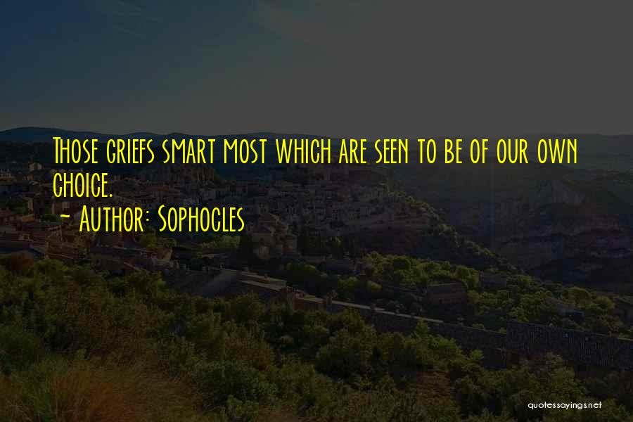 Sophocles Quotes: Those Griefs Smart Most Which Are Seen To Be Of Our Own Choice.