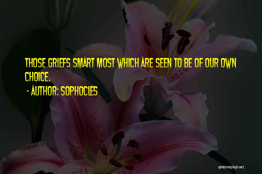 Sophocles Quotes: Those Griefs Smart Most Which Are Seen To Be Of Our Own Choice.