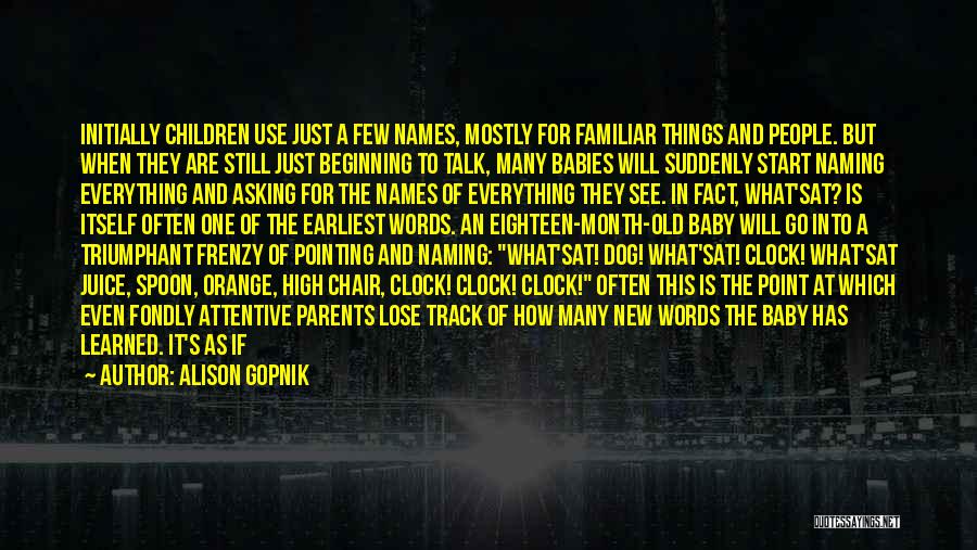 Alison Gopnik Quotes: Initially Children Use Just A Few Names, Mostly For Familiar Things And People. But When They Are Still Just Beginning