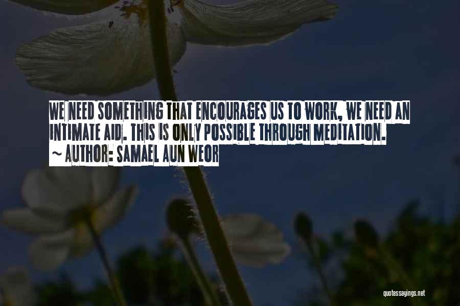 Samael Aun Weor Quotes: We Need Something That Encourages Us To Work, We Need An Intimate Aid. This Is Only Possible Through Meditation.