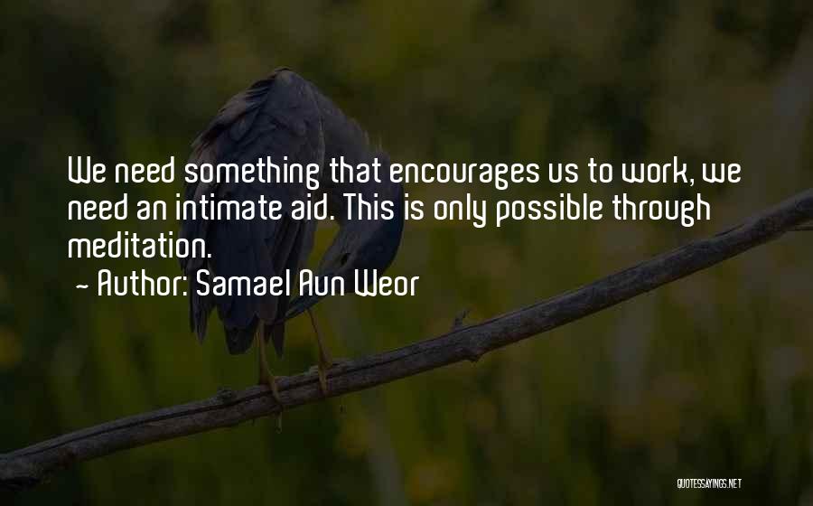 Samael Aun Weor Quotes: We Need Something That Encourages Us To Work, We Need An Intimate Aid. This Is Only Possible Through Meditation.