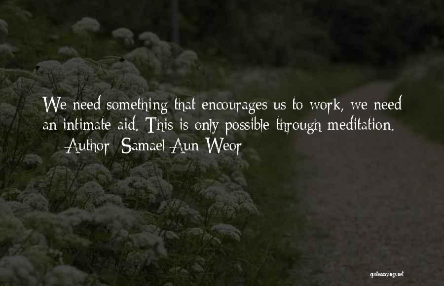 Samael Aun Weor Quotes: We Need Something That Encourages Us To Work, We Need An Intimate Aid. This Is Only Possible Through Meditation.