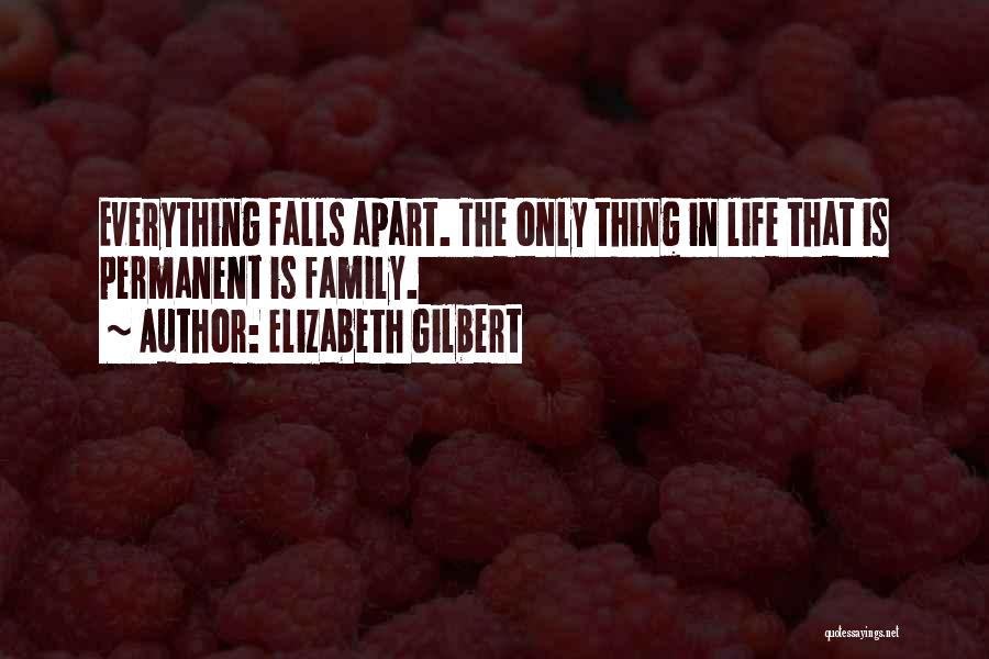 Elizabeth Gilbert Quotes: Everything Falls Apart. The Only Thing In Life That Is Permanent Is Family.