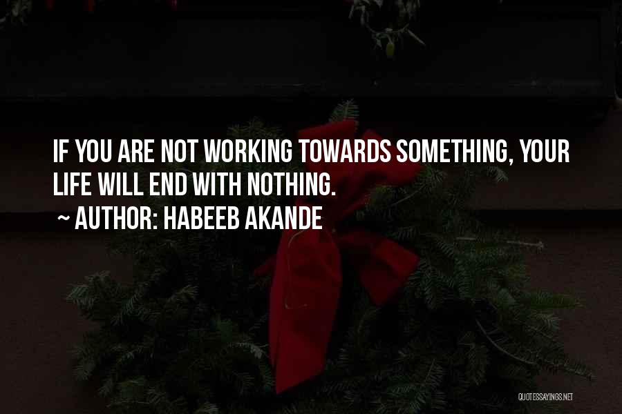 Habeeb Akande Quotes: If You Are Not Working Towards Something, Your Life Will End With Nothing.