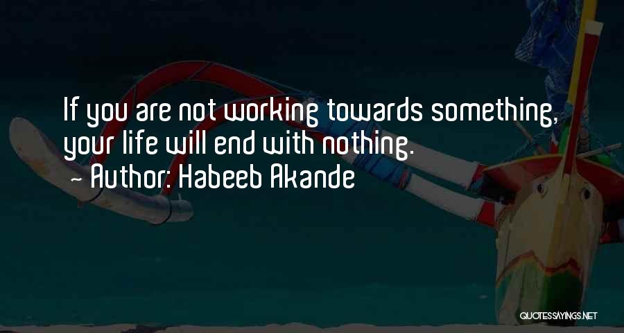 Habeeb Akande Quotes: If You Are Not Working Towards Something, Your Life Will End With Nothing.
