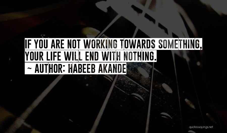 Habeeb Akande Quotes: If You Are Not Working Towards Something, Your Life Will End With Nothing.