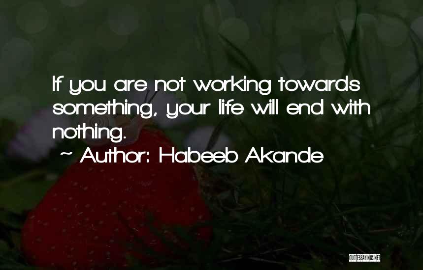 Habeeb Akande Quotes: If You Are Not Working Towards Something, Your Life Will End With Nothing.