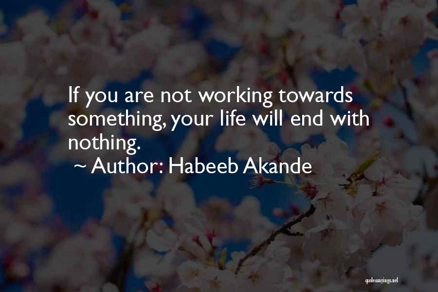 Habeeb Akande Quotes: If You Are Not Working Towards Something, Your Life Will End With Nothing.