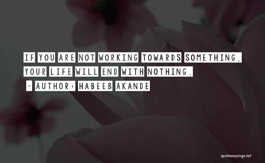 Habeeb Akande Quotes: If You Are Not Working Towards Something, Your Life Will End With Nothing.