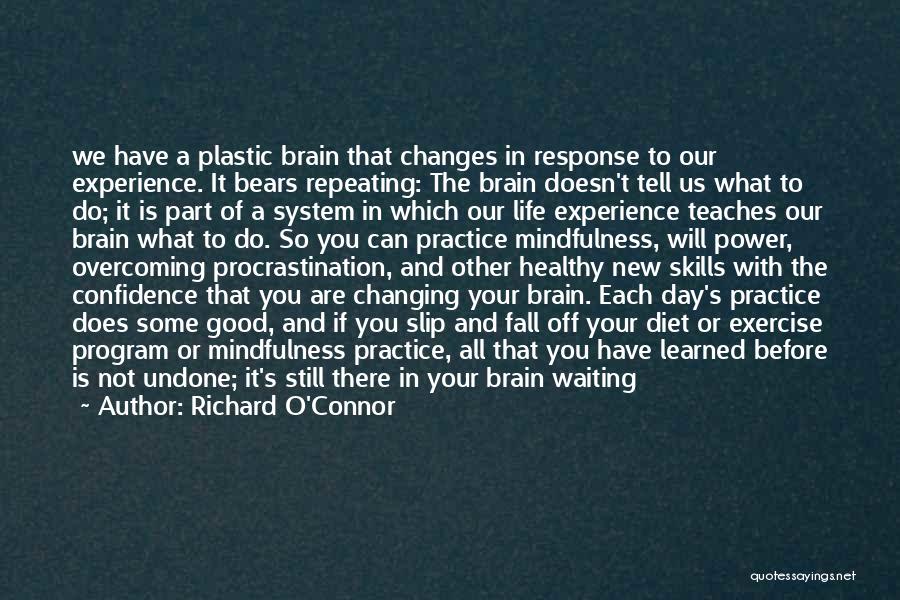 Richard O'Connor Quotes: We Have A Plastic Brain That Changes In Response To Our Experience. It Bears Repeating: The Brain Doesn't Tell Us