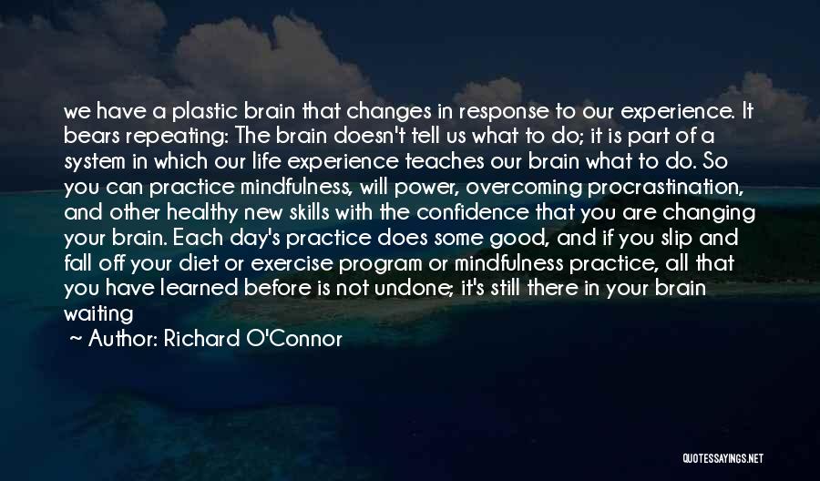 Richard O'Connor Quotes: We Have A Plastic Brain That Changes In Response To Our Experience. It Bears Repeating: The Brain Doesn't Tell Us