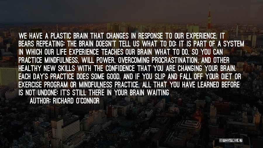 Richard O'Connor Quotes: We Have A Plastic Brain That Changes In Response To Our Experience. It Bears Repeating: The Brain Doesn't Tell Us