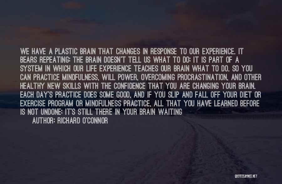 Richard O'Connor Quotes: We Have A Plastic Brain That Changes In Response To Our Experience. It Bears Repeating: The Brain Doesn't Tell Us