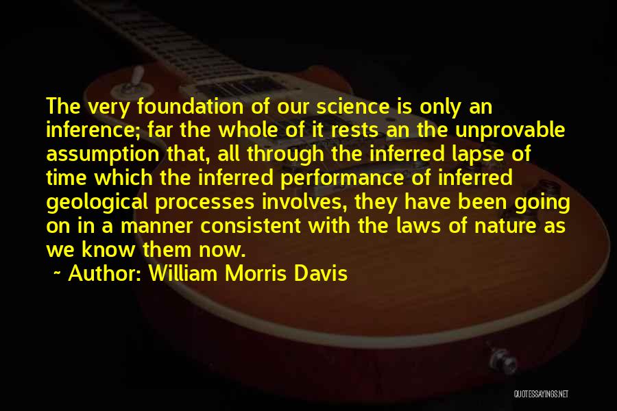 William Morris Davis Quotes: The Very Foundation Of Our Science Is Only An Inference; Far The Whole Of It Rests An The Unprovable Assumption