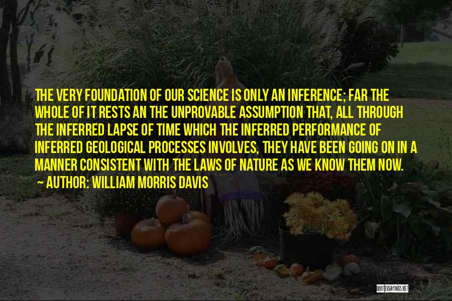 William Morris Davis Quotes: The Very Foundation Of Our Science Is Only An Inference; Far The Whole Of It Rests An The Unprovable Assumption